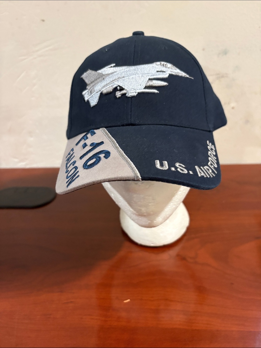 Navy Blue F-16 Falcon Embroidered Baseball Cap - U.S. Airforce